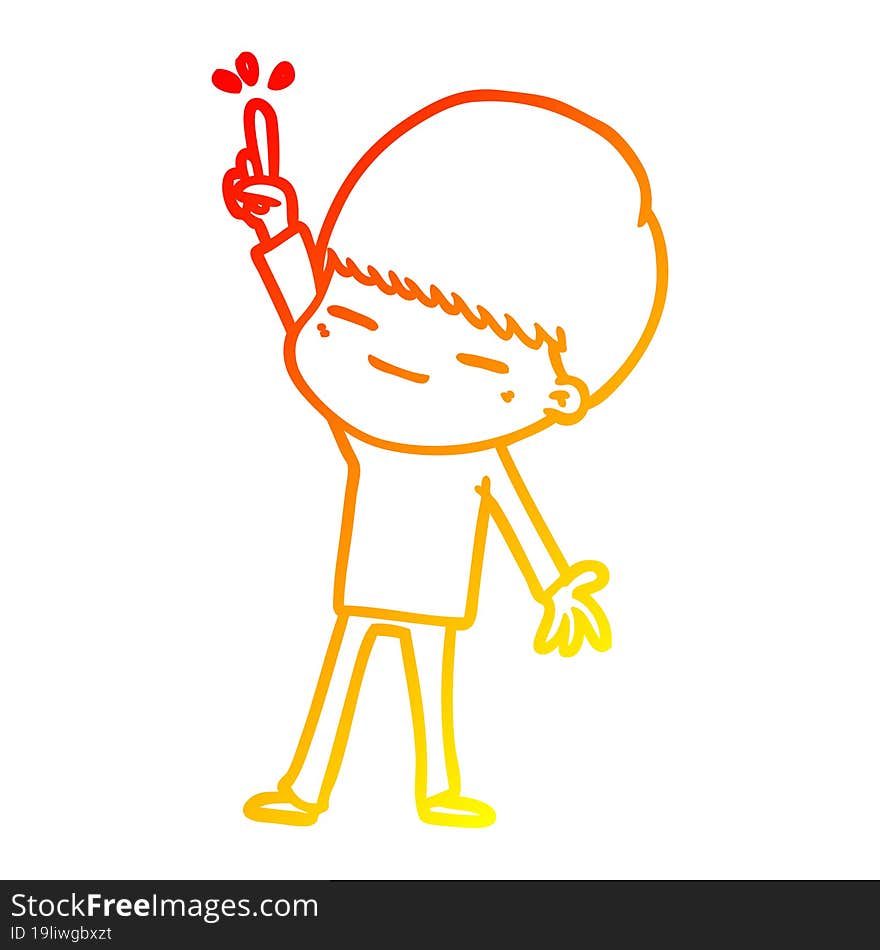 warm gradient line drawing cartoon smug boy