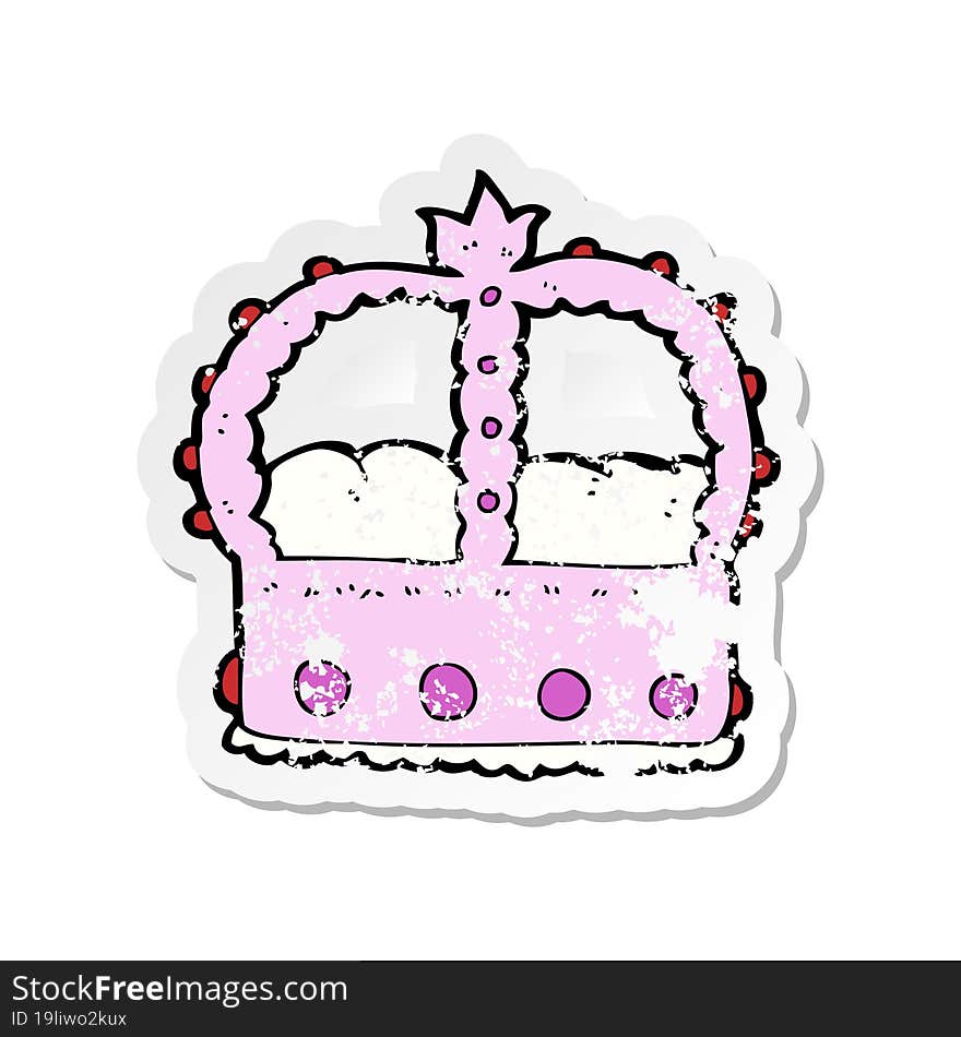 retro distressed sticker of a cartoon pink crown