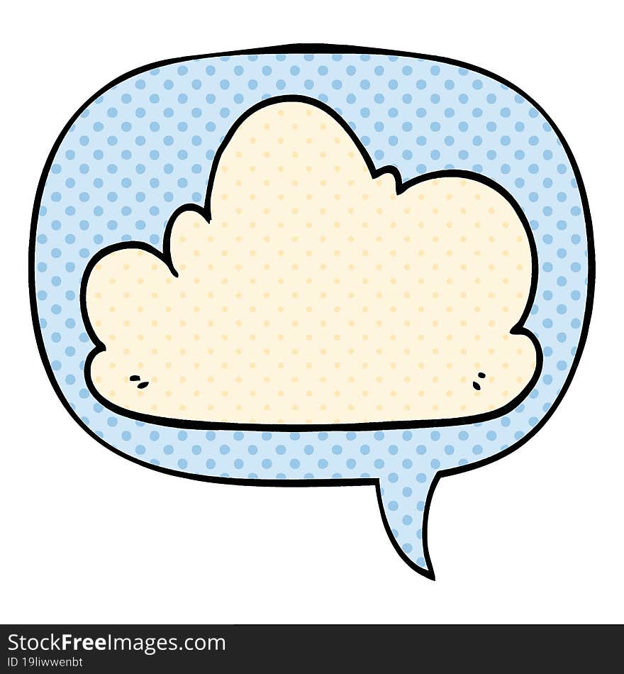 cartoon cloud and speech bubble in comic book style