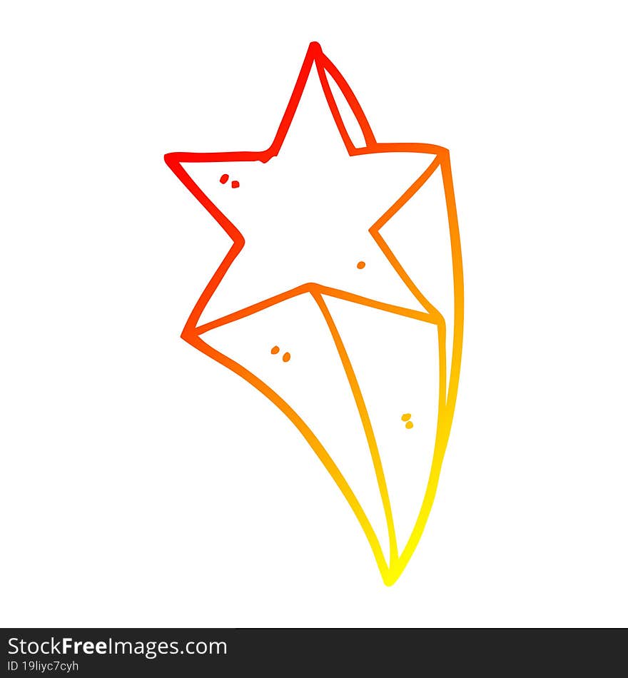 Warm Gradient Line Drawing Cartoon Shooting Star