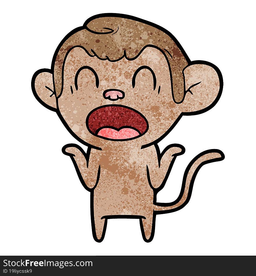 shouting cartoon monkey shrugging shoulders. shouting cartoon monkey shrugging shoulders