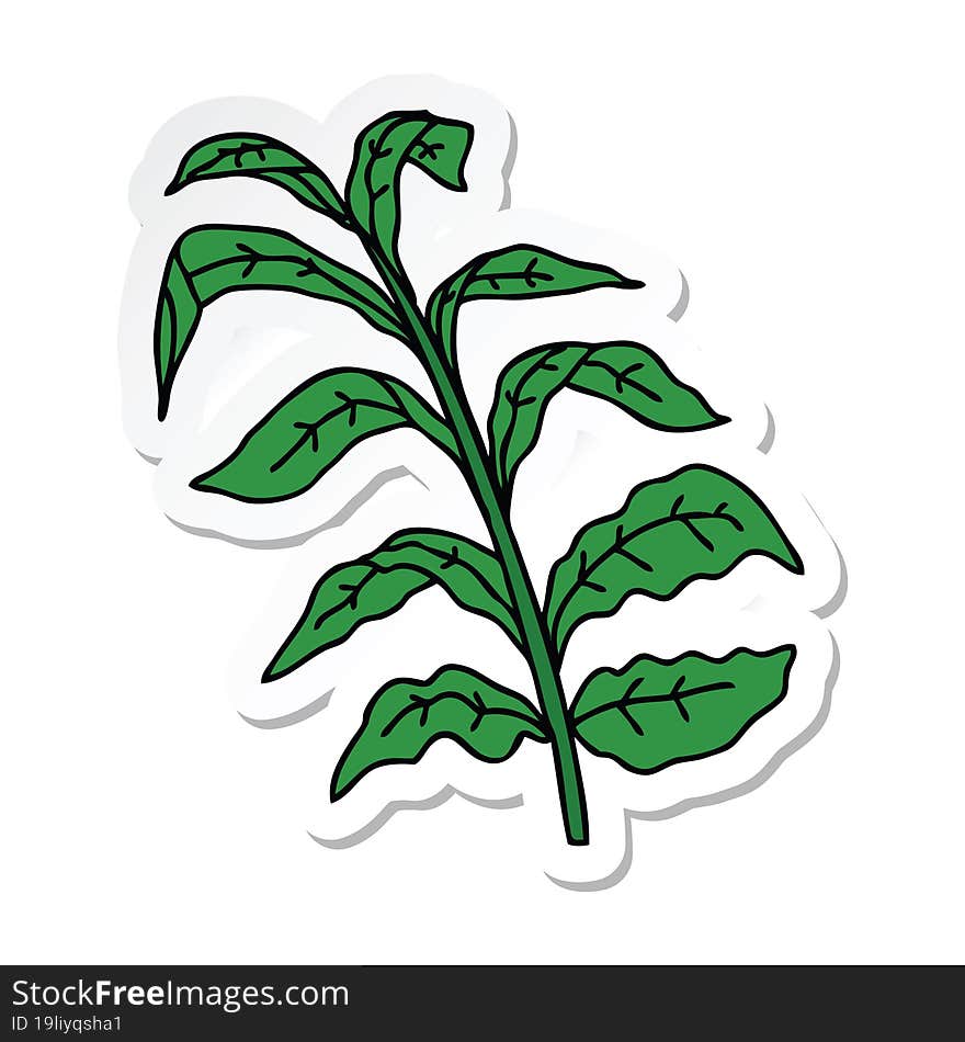 sticker of a quirky hand drawn cartoon vine leaves