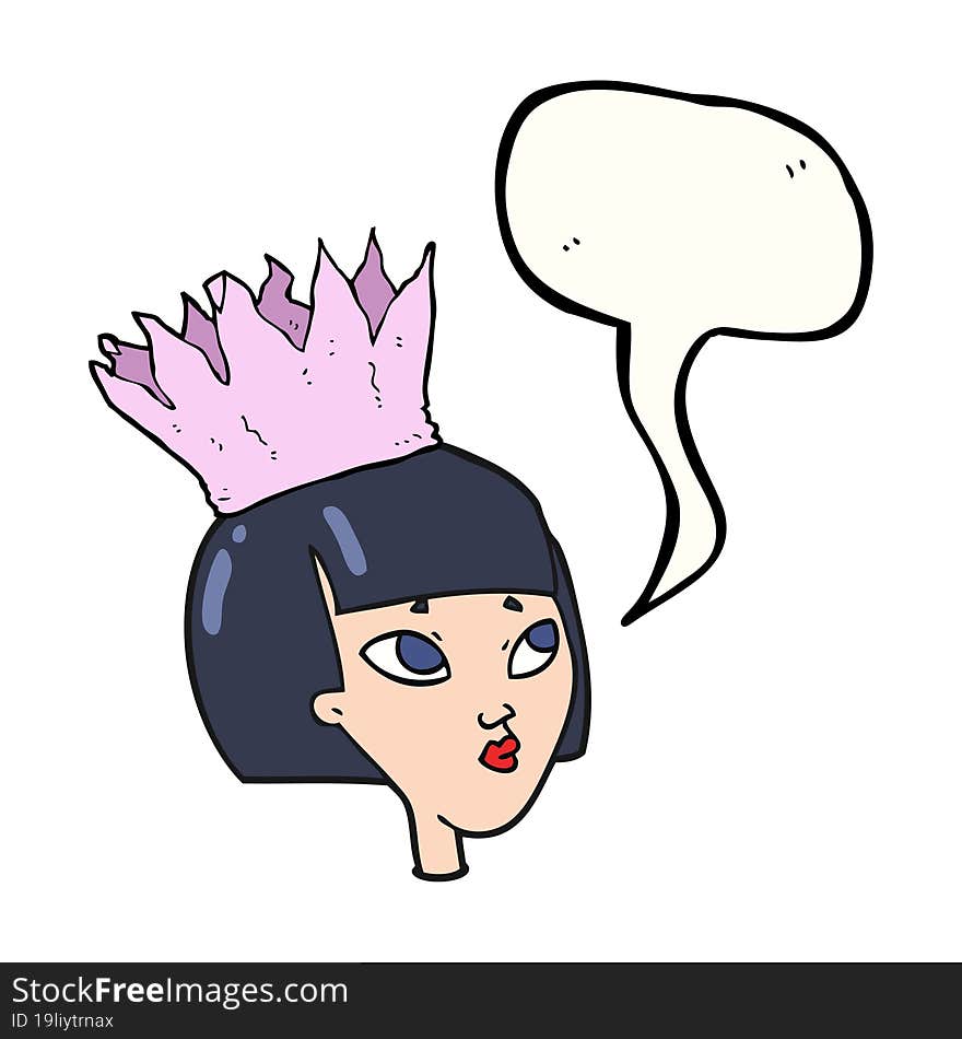 speech bubble cartoon woman wearing paper crown