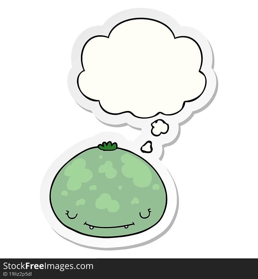 cartoon squash with thought bubble as a printed sticker