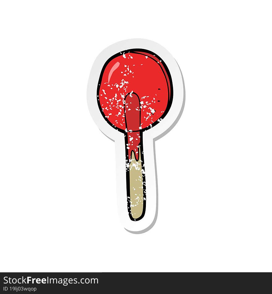 Retro Distressed Sticker Of A Cartoon Candy Lolipop