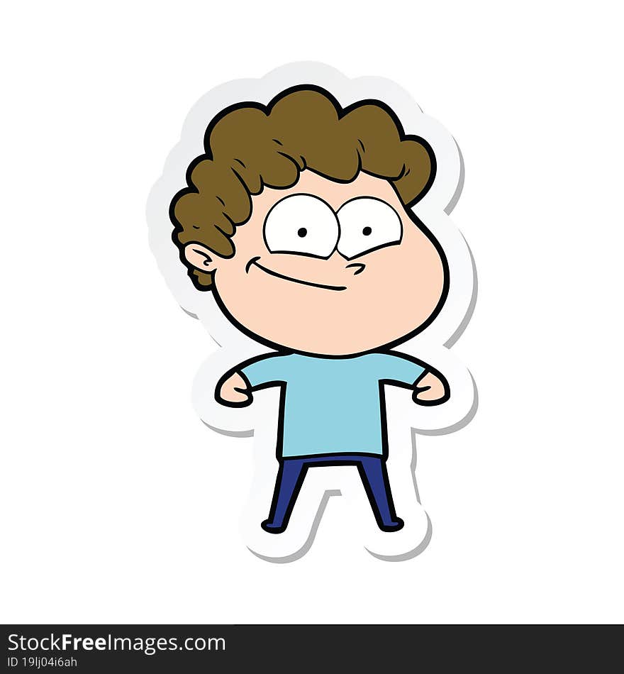 sticker of a cartoon happy man