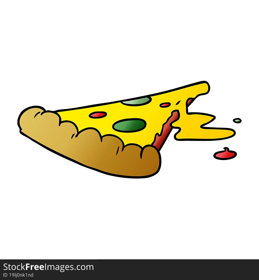 gradient cartoon doodle of a slice of pizza