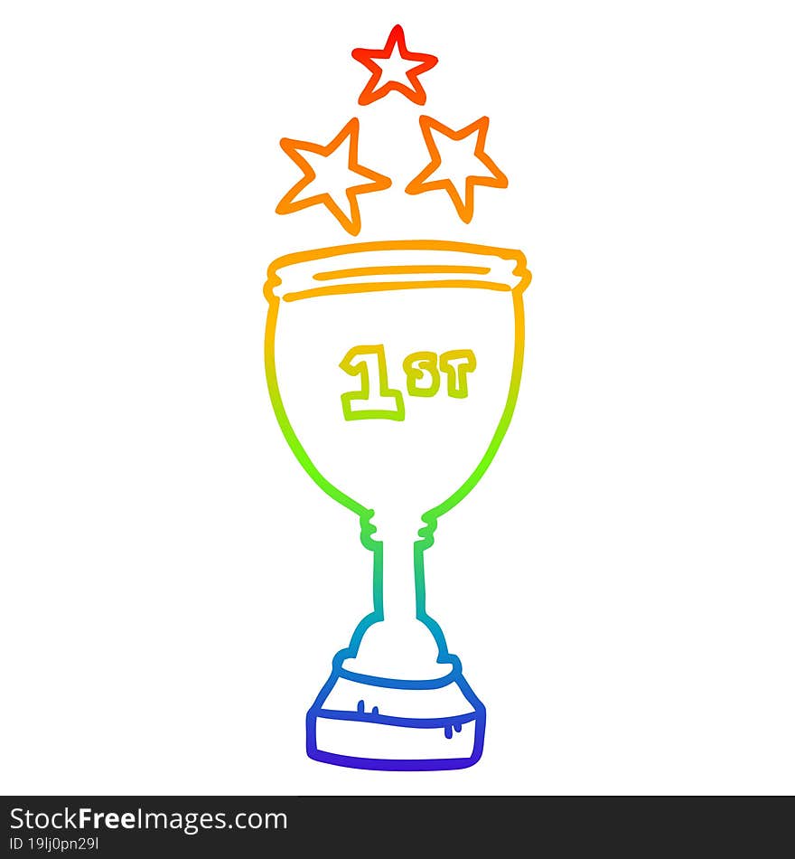 rainbow gradient line drawing cartoon sports trophy