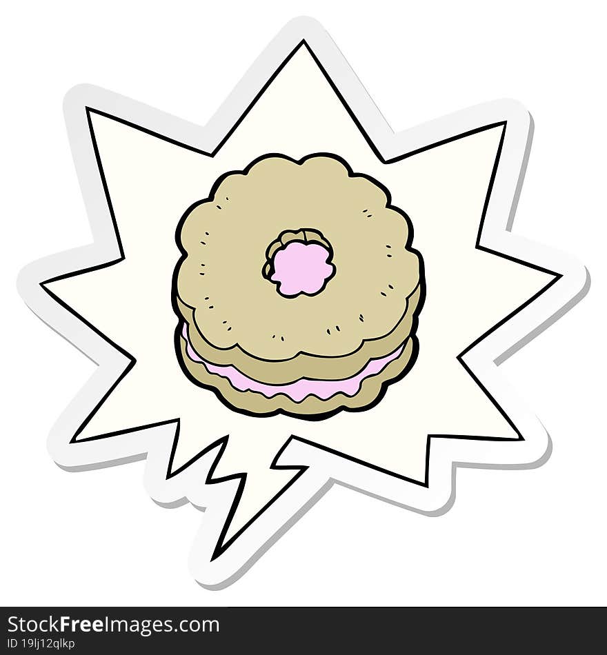 cartoon biscuit and speech bubble sticker