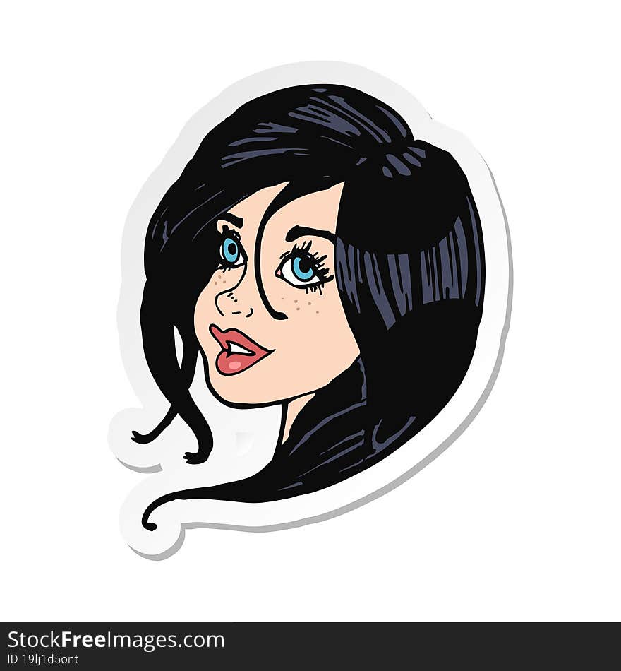 sticker of a cartoon pretty female face