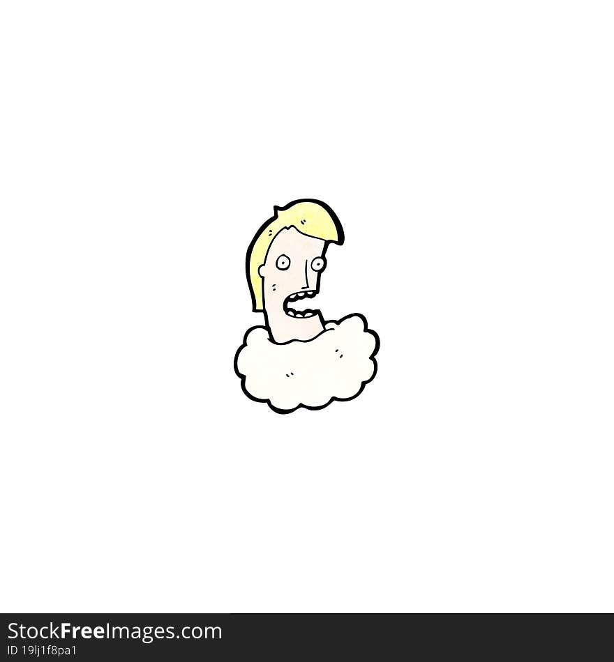 cartoon man with head in clouds