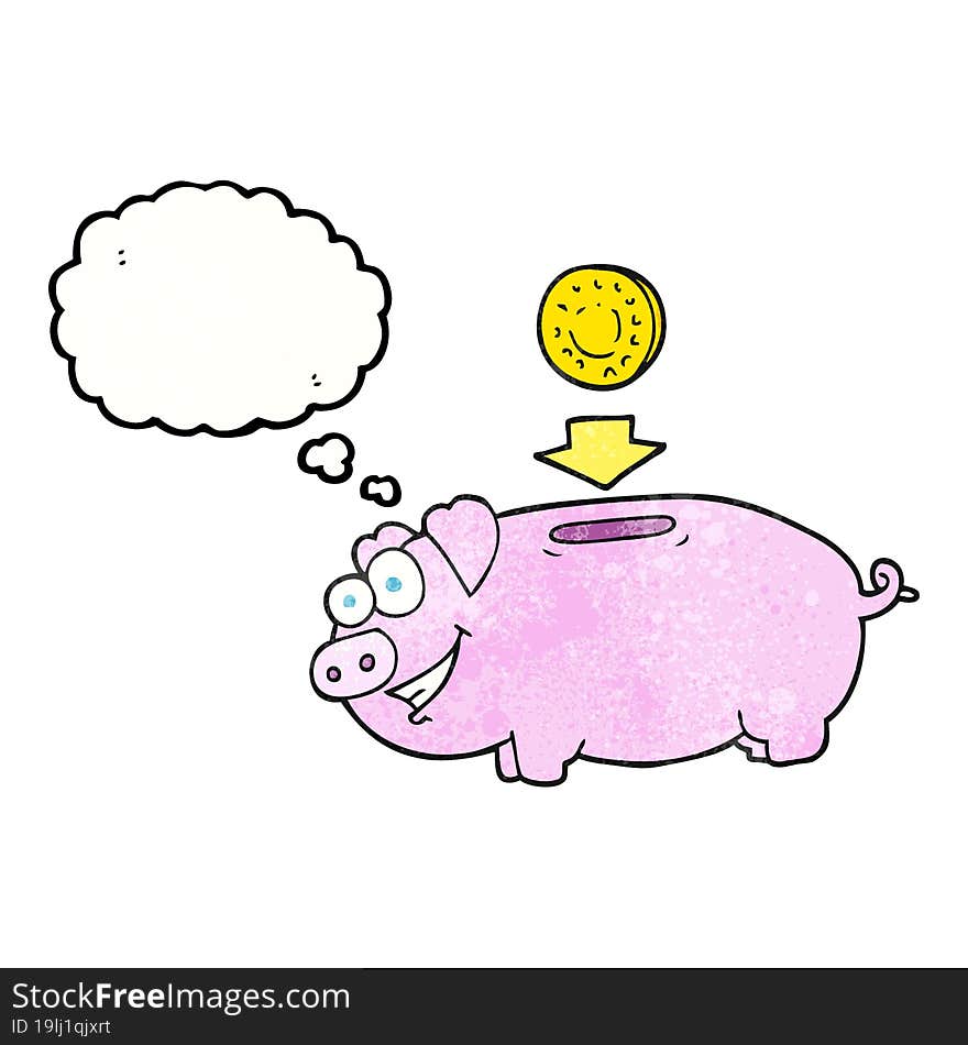 thought bubble textured cartoon piggy bank