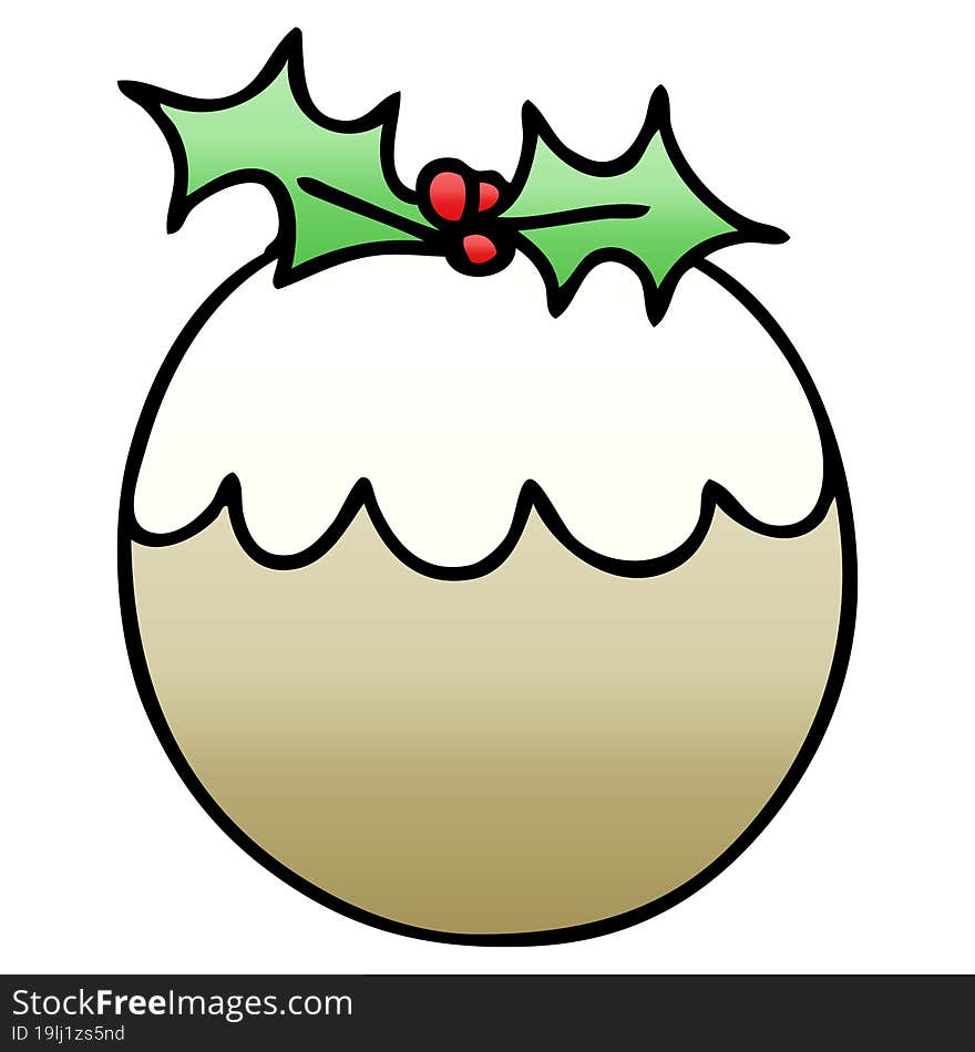 quirky gradient shaded cartoon christmas pudding