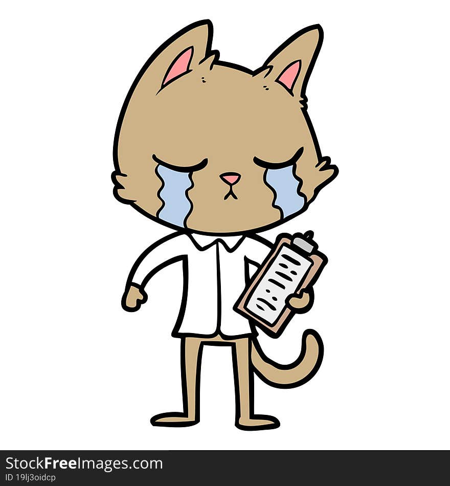 crying cartoon business cat. crying cartoon business cat