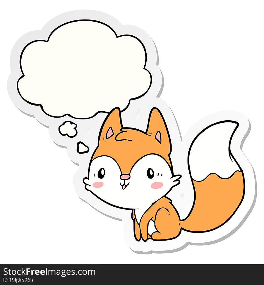 cartoon fox and thought bubble as a printed sticker