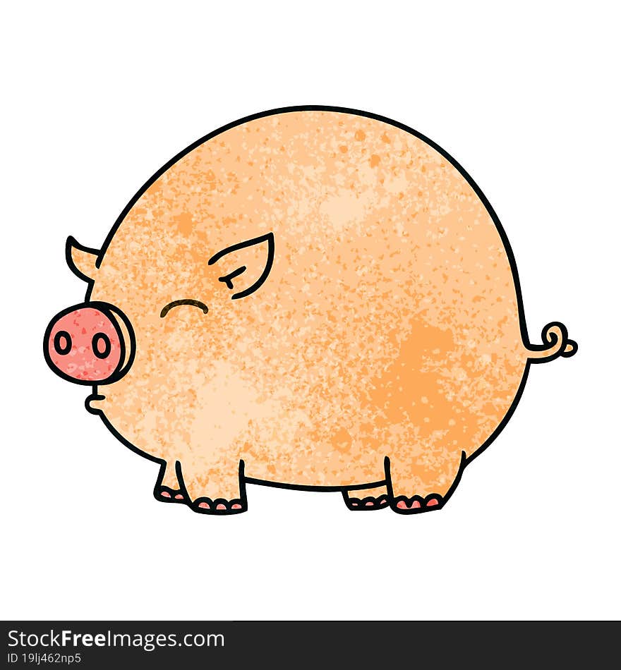 Quirky Hand Drawn Cartoon Pig