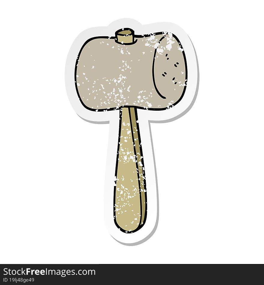 Distressed Sticker Of A Cartoon Mallet