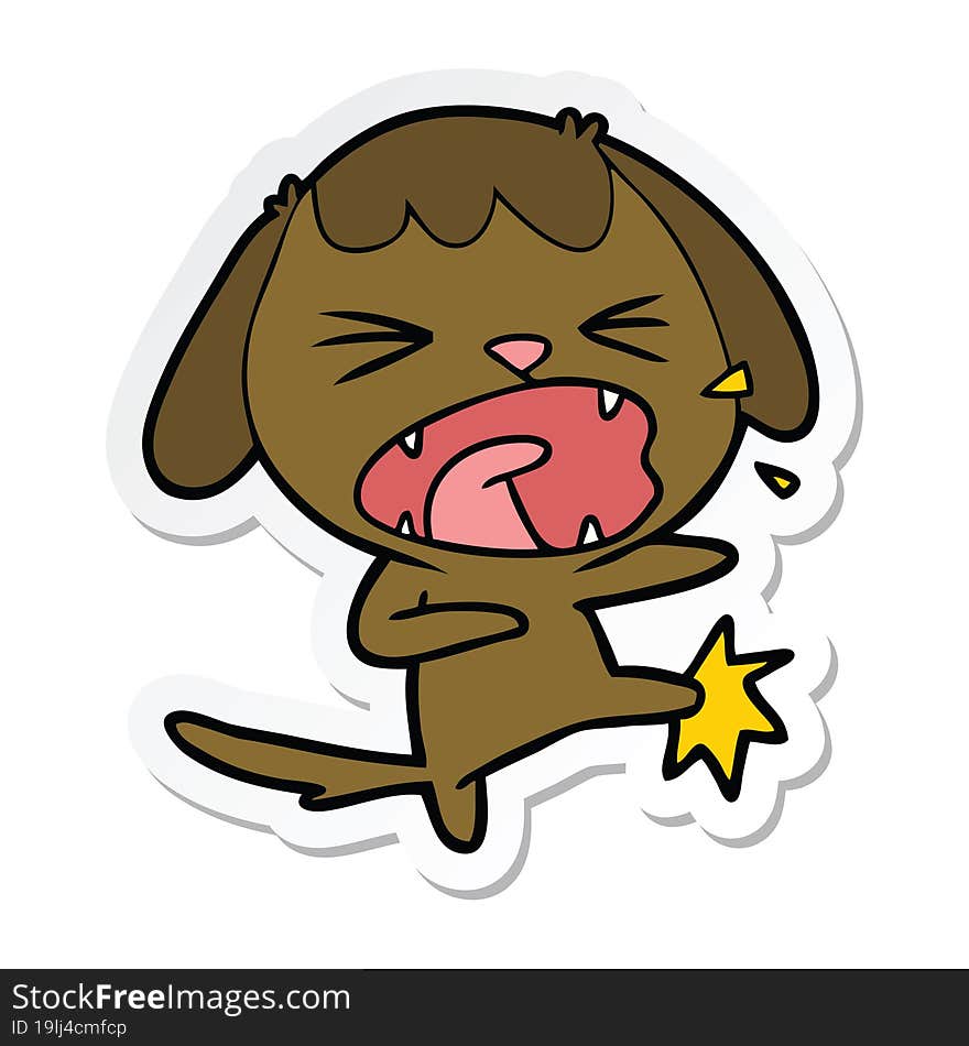 sticker of a cute cartoon dog barking