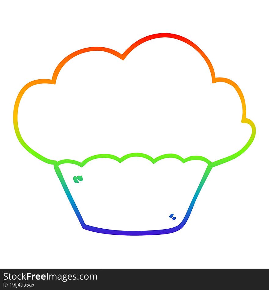 rainbow gradient line drawing cartoon muffin