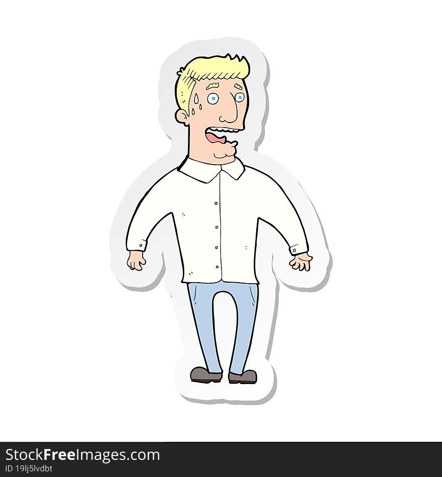 sticker of a cartoon nervous man