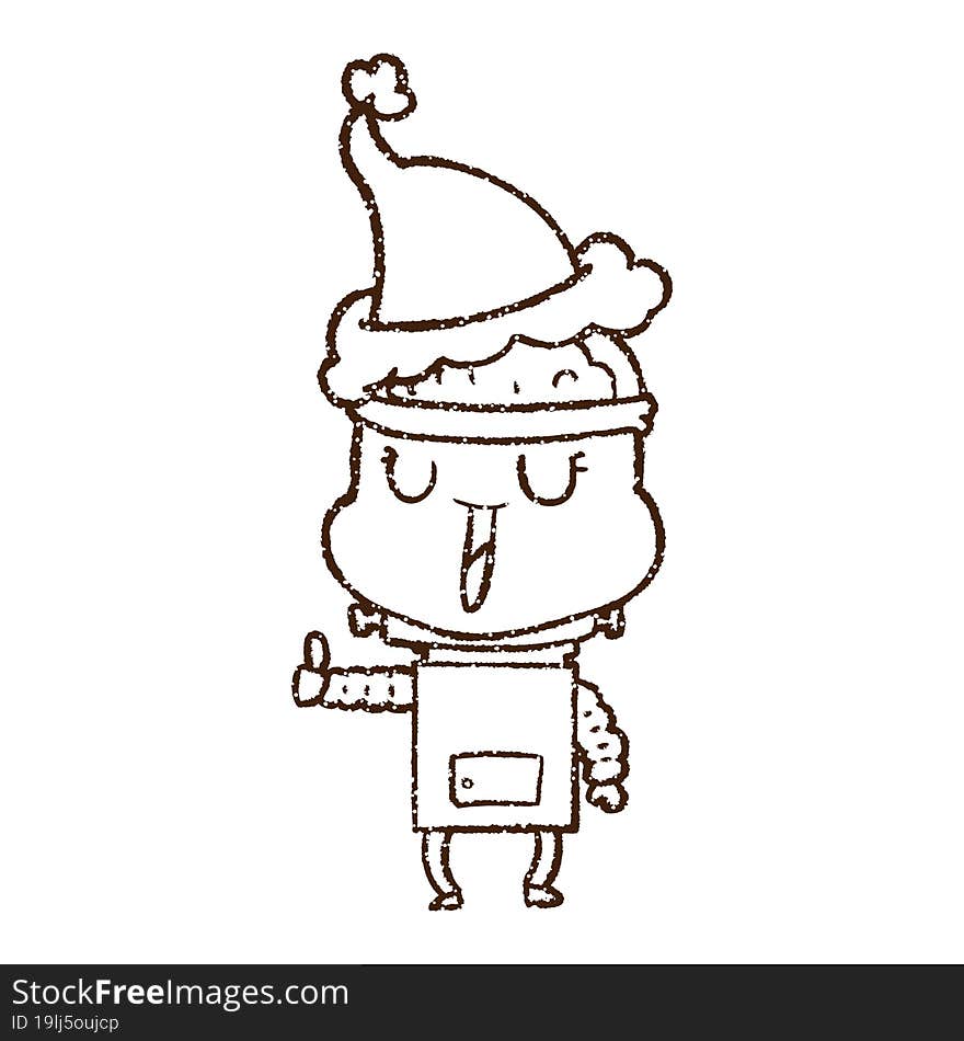 Christmas Robot Charcoal Drawing