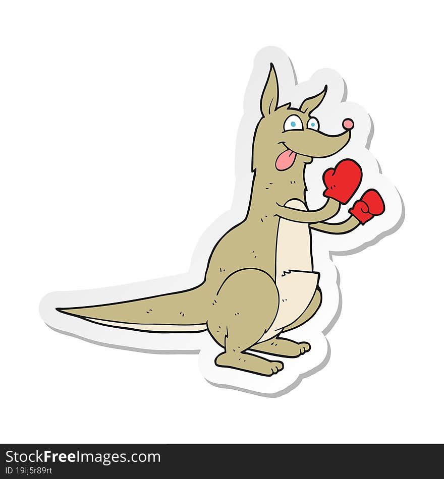 Sticker Of A Cartoon Boxing Kangaroo