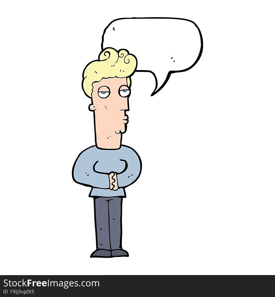 cartoon jaded man with speech bubble