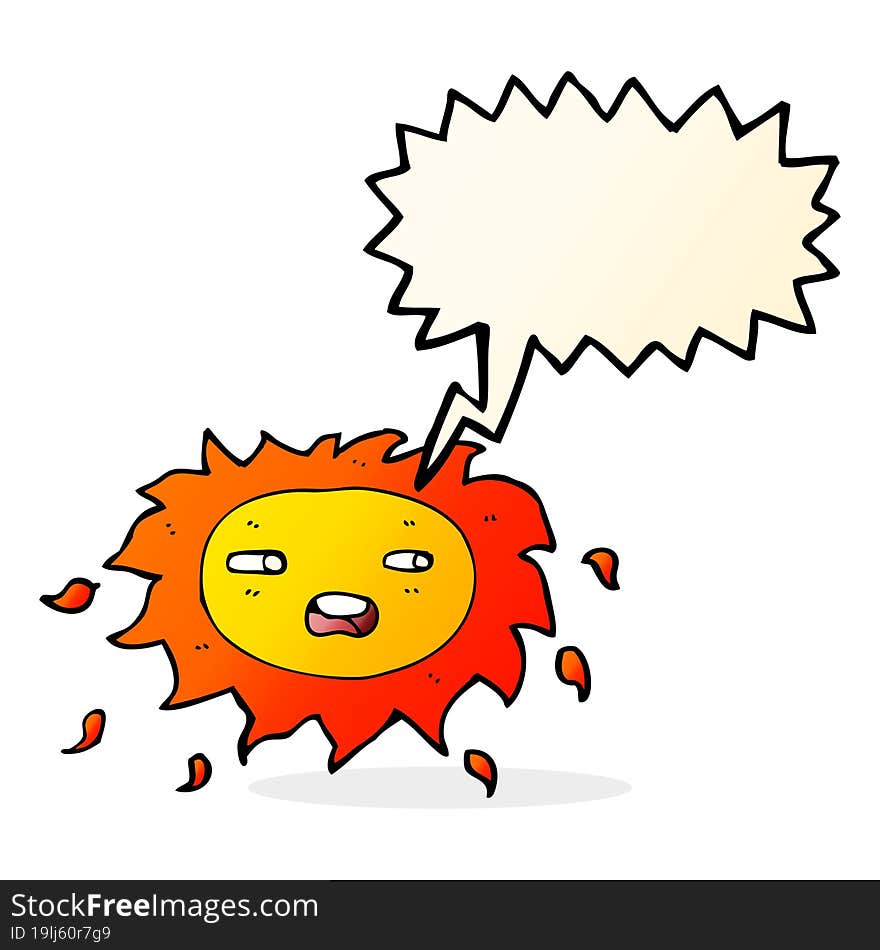 Cartoon Sad Sun With Speech Bubble