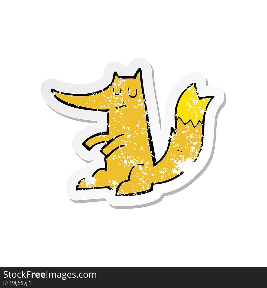 retro distressed sticker of a cartoon fox