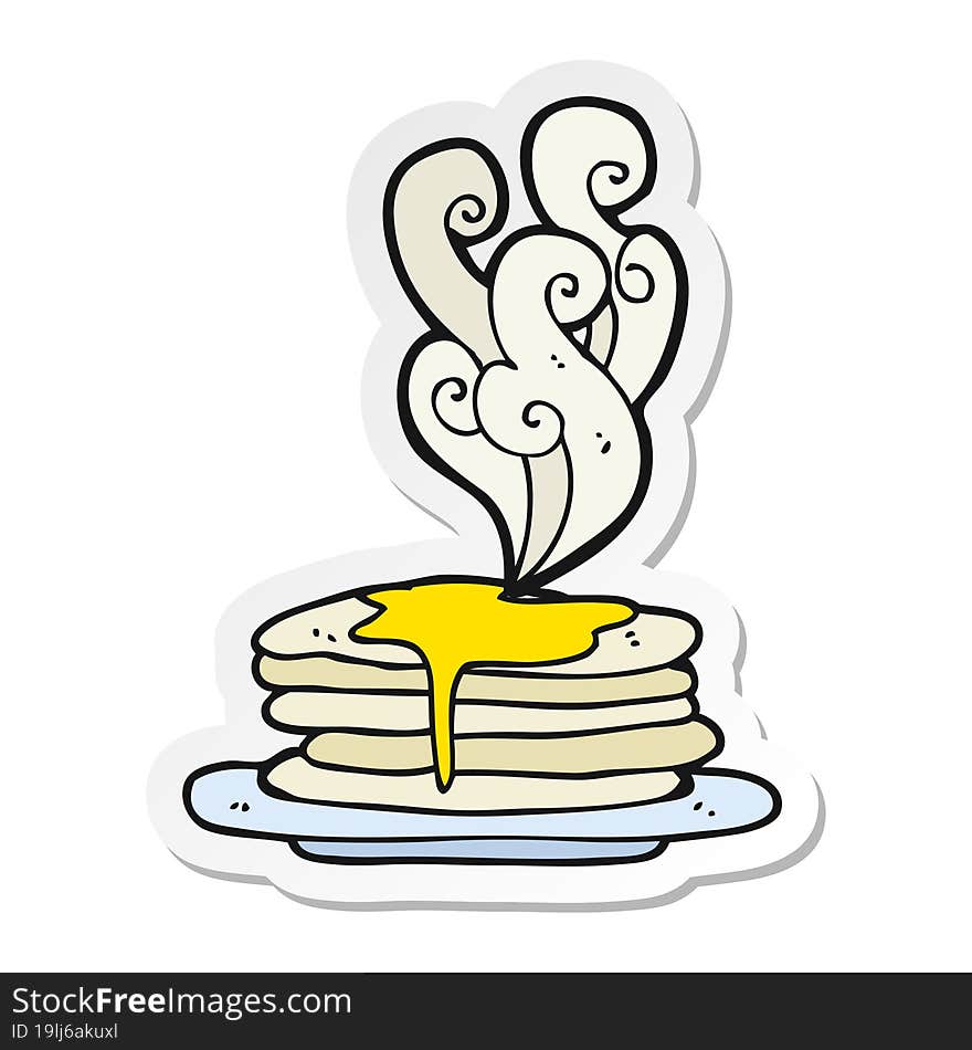 Sticker Of A Cartoon Stack Of Pancakes