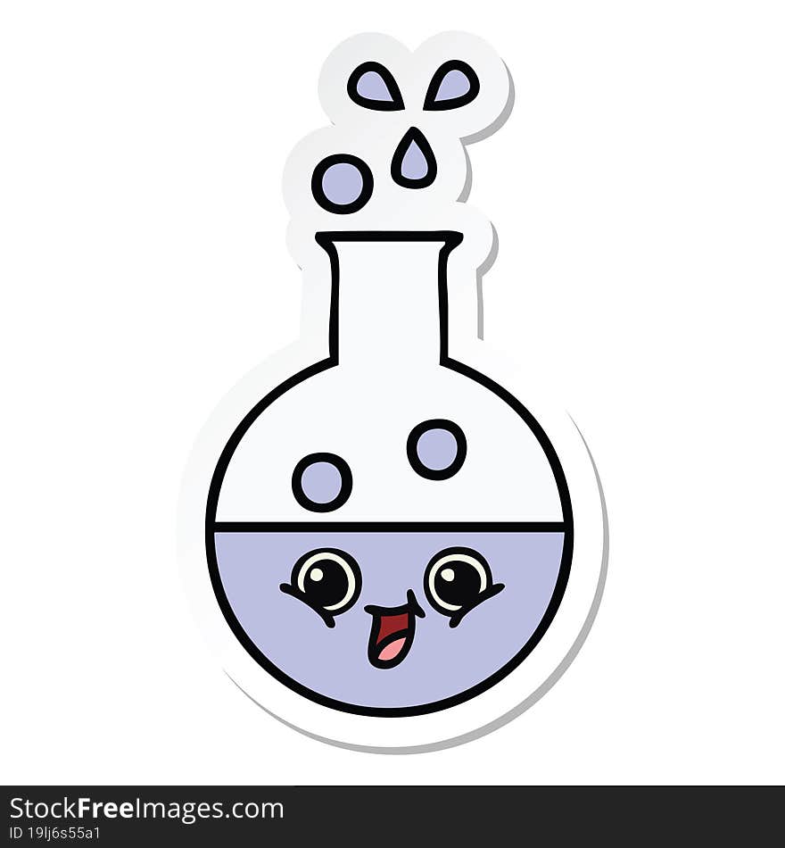 Sticker Of A Cute Cartoon Test Tube