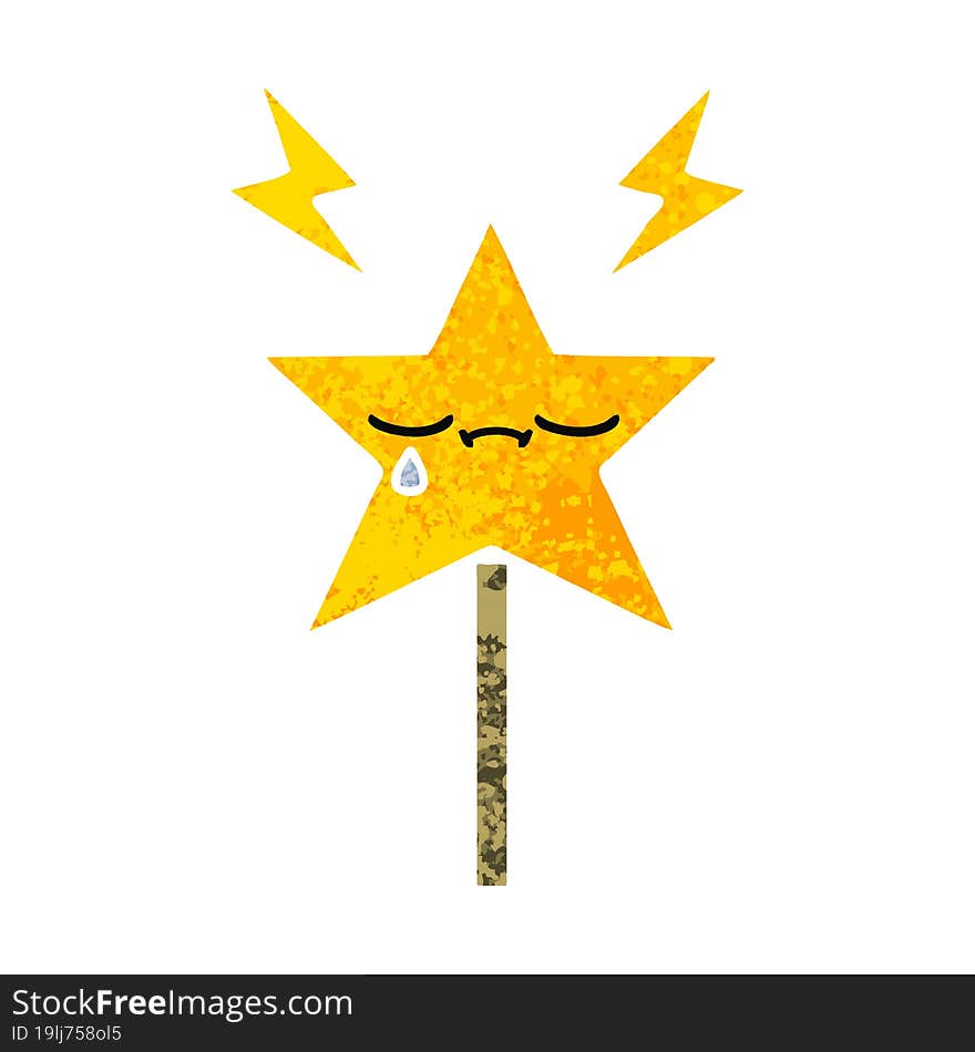 retro illustration style cartoon magic wand