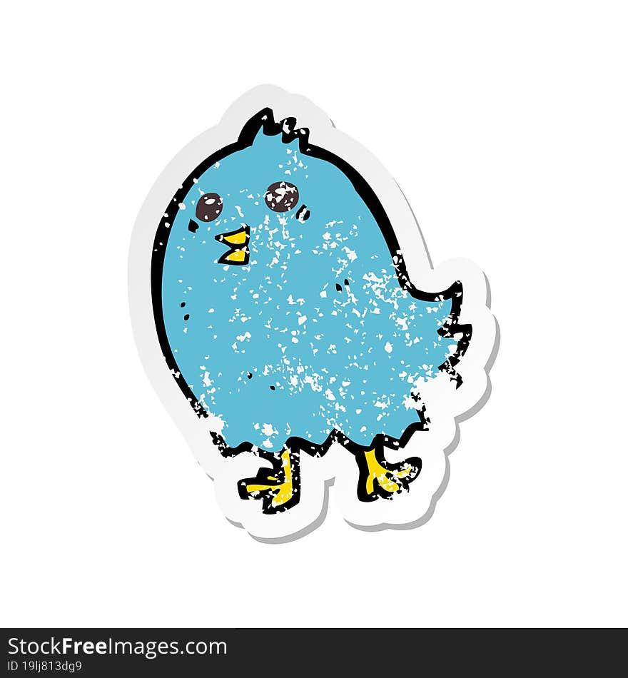 retro distressed sticker of a cartoon bluebird