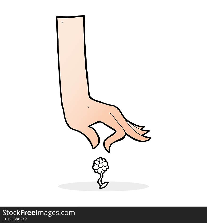 cartoon hand picking flower