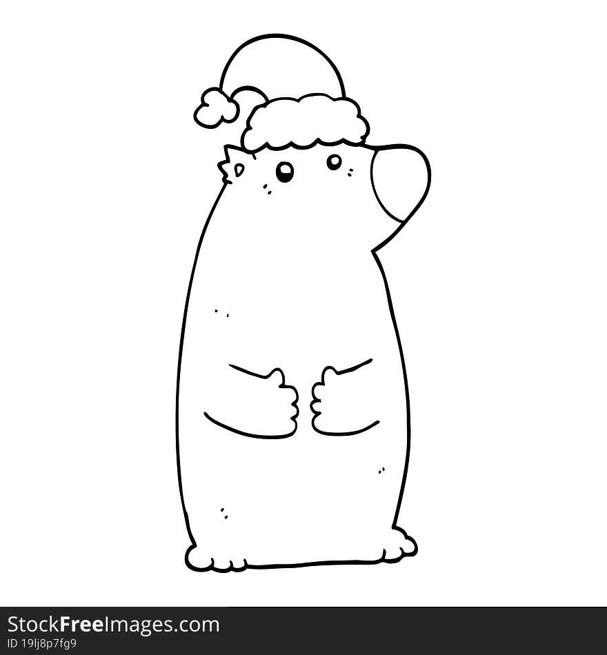 cartoon bear wearing christmas hat