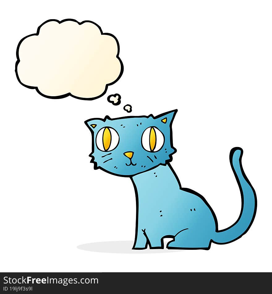 cartoon cat with thought bubble