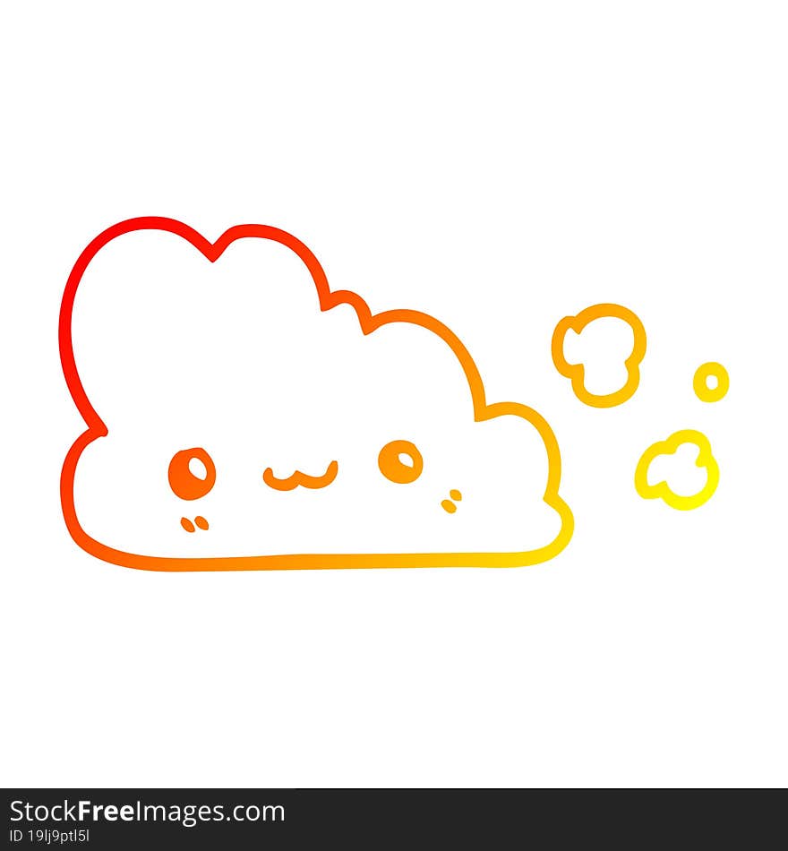 Warm Gradient Line Drawing Cute Cartoon Cloud