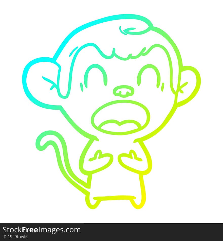 cold gradient line drawing shouting cartoon monkey