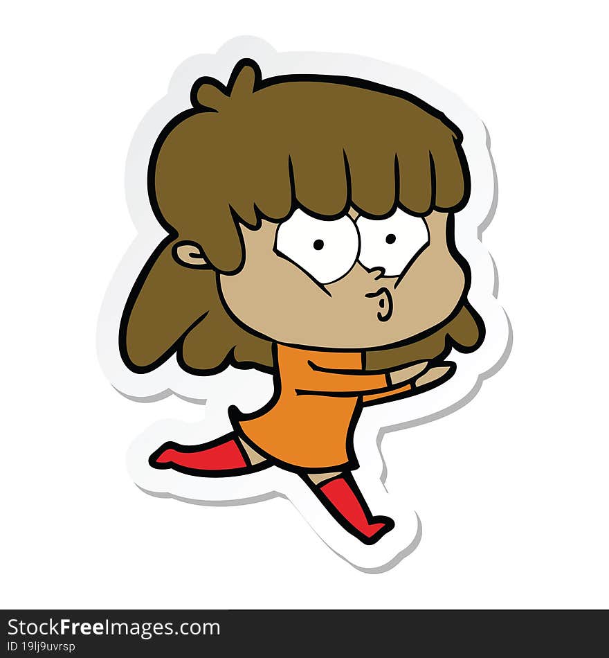 sticker of a cartoon whistling girl