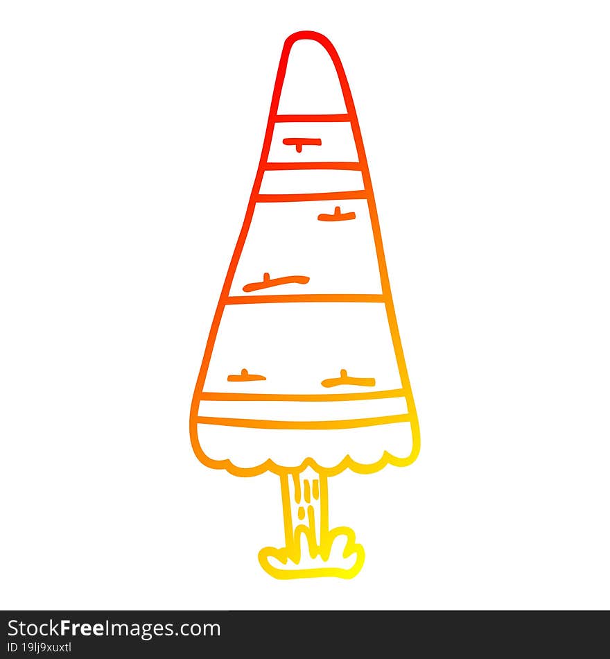 warm gradient line drawing cartoon christmas tree