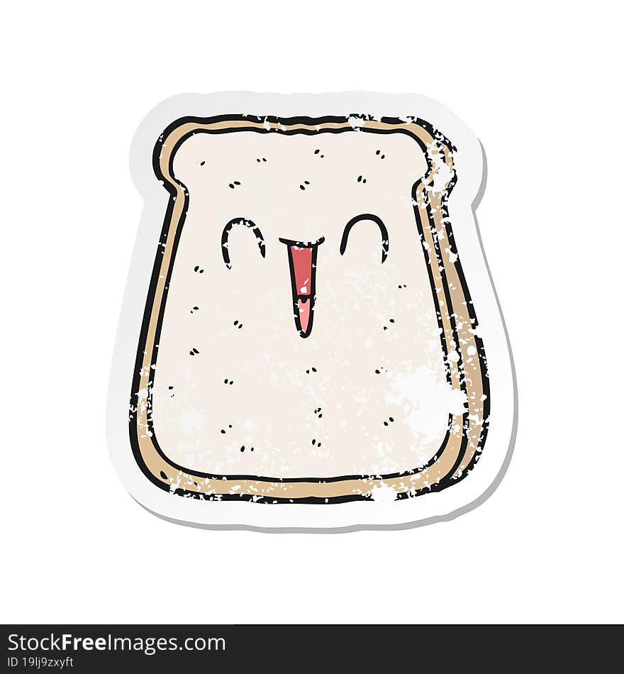 distressed sticker of a cartoon slice of bread