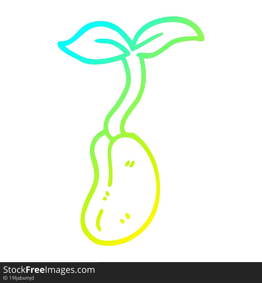 cold gradient line drawing of a cartoon seedling