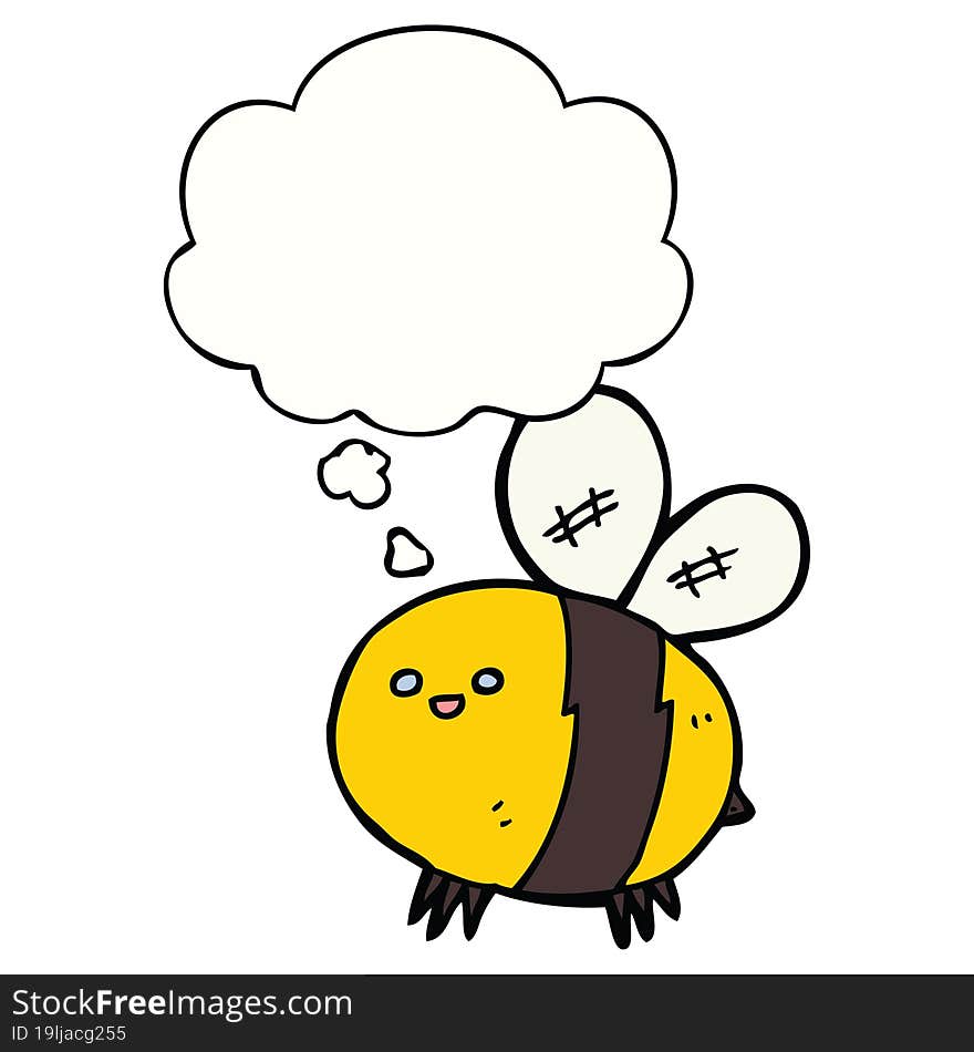 cartoon bee with thought bubble. cartoon bee with thought bubble