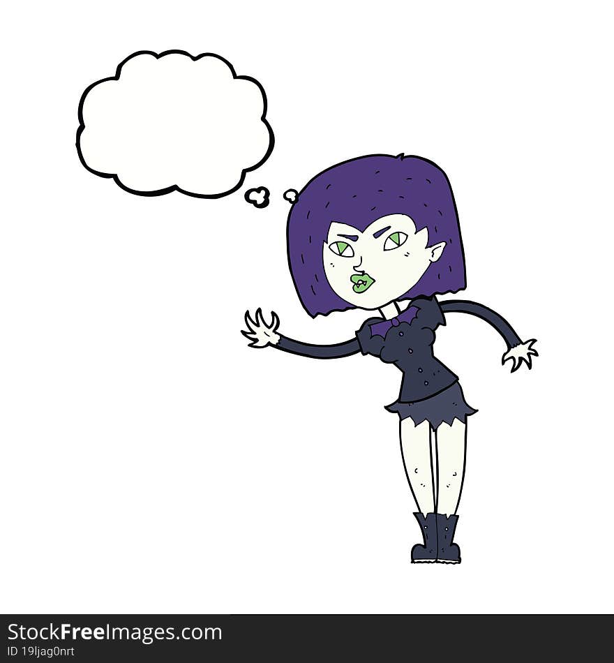 Cartoon Vampire Girl With Thought Bubble