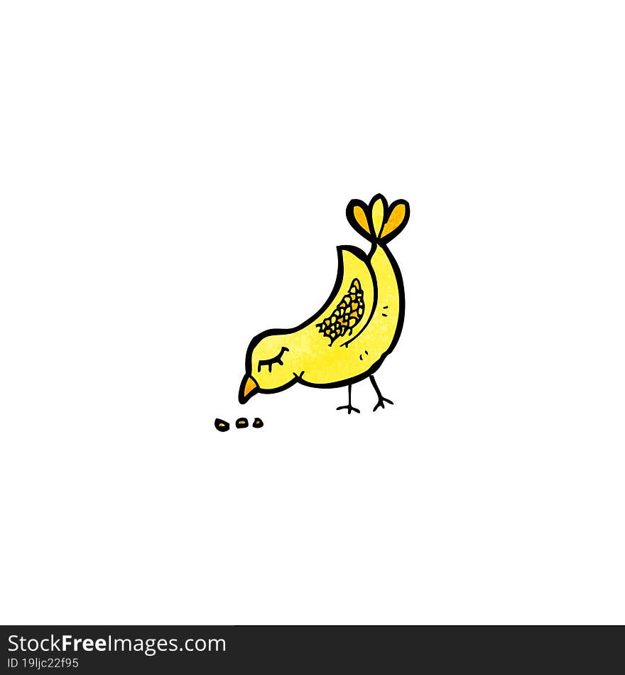 Bird Pecking Seed Cartoon