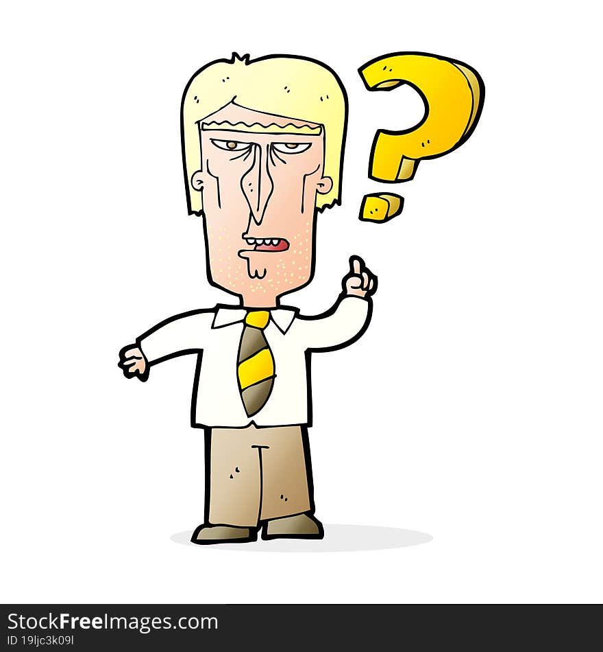 cartoon angry man asking question. cartoon angry man asking question