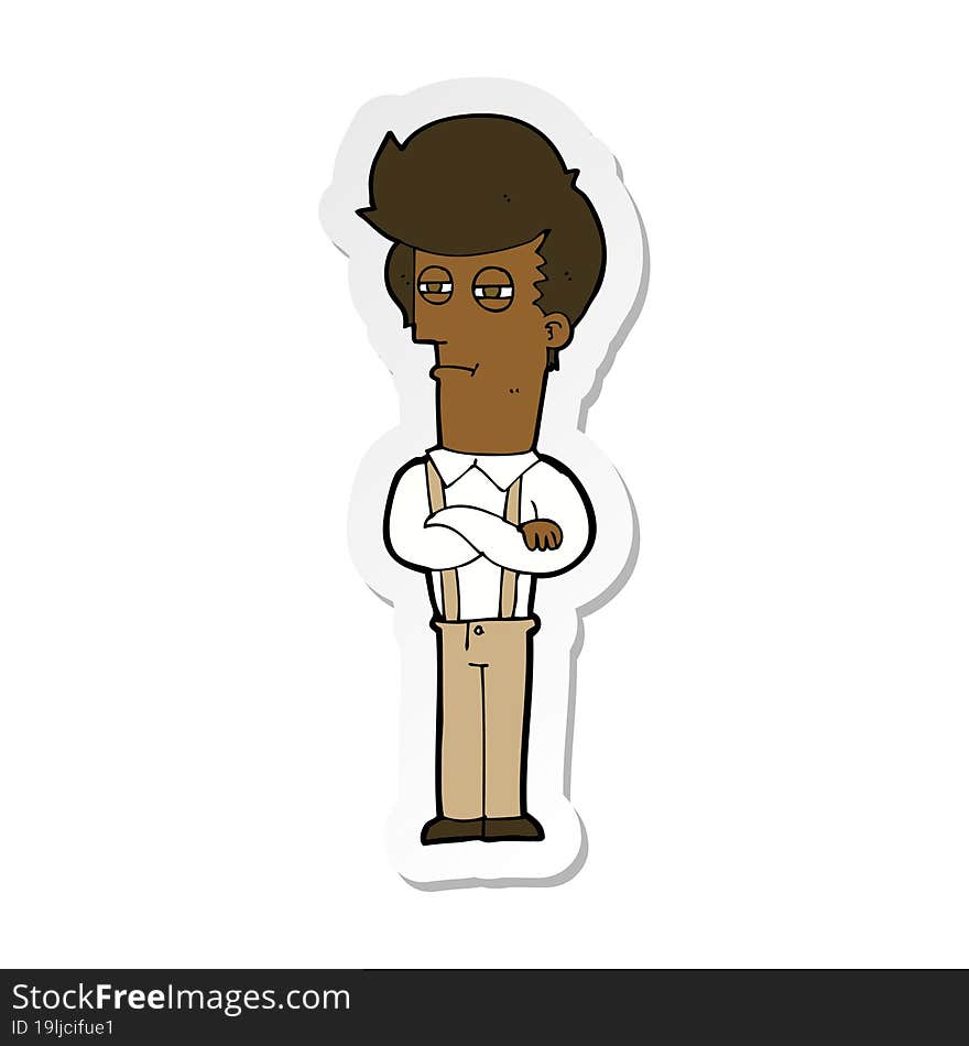 sticker of a cartoon annoyed man