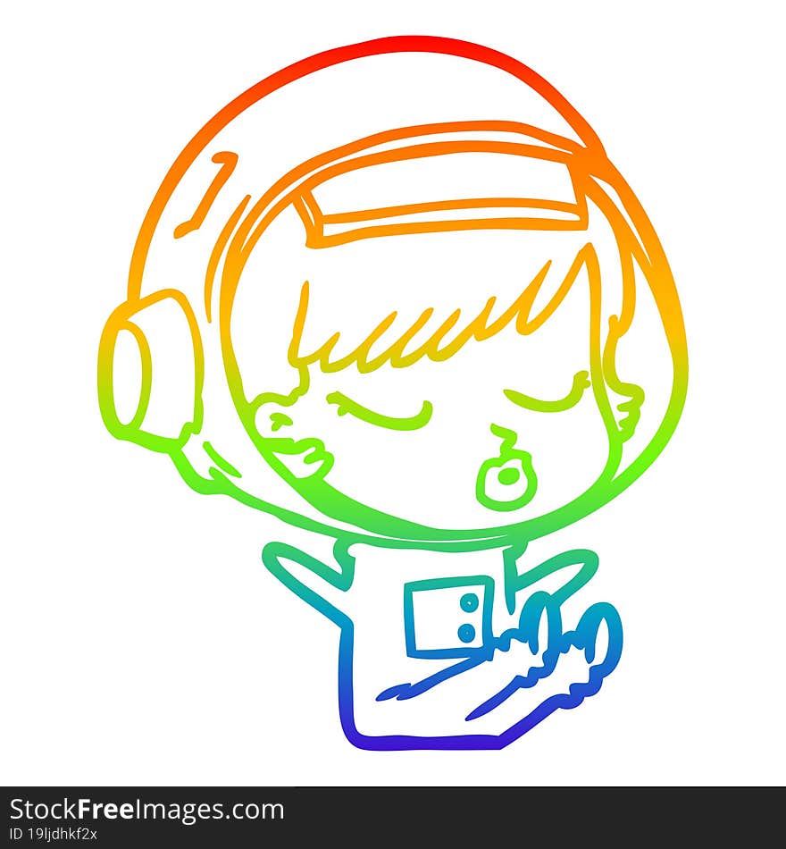 rainbow gradient line drawing cartoon pretty astronaut girl