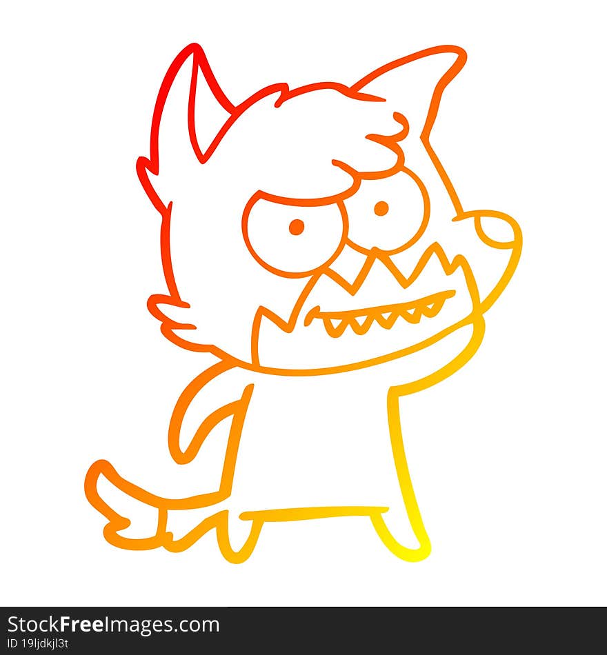 Warm Gradient Line Drawing Cartoon Grinning Fox