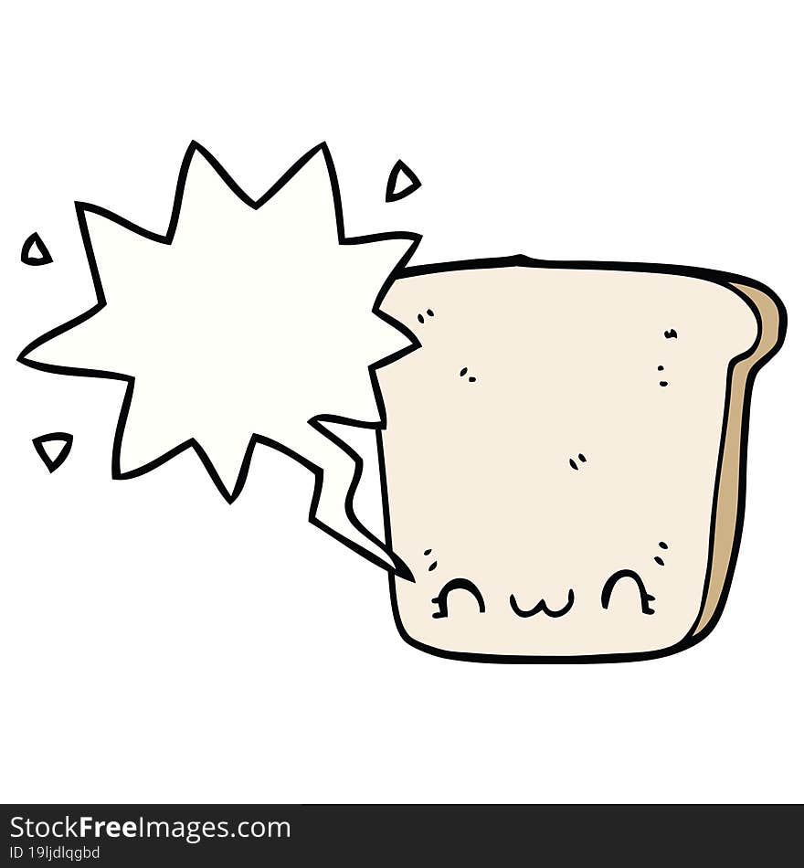 cartoon slice of bread and speech bubble